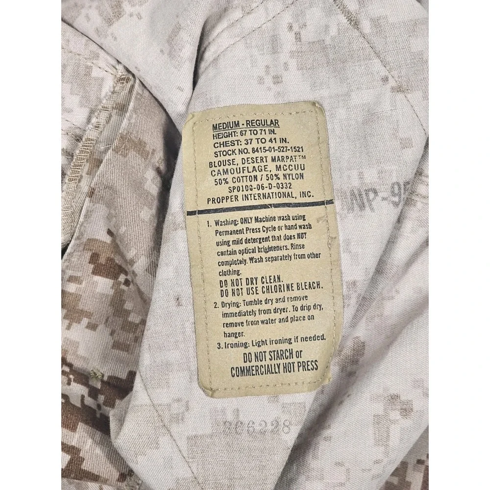 USMC Marines Shirt Jacket Digital Camo Desert Medium Regular Marpat Camouflage